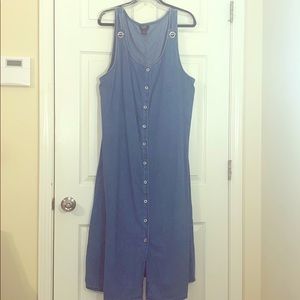 Denim jumper dress with back tie. Size 2X